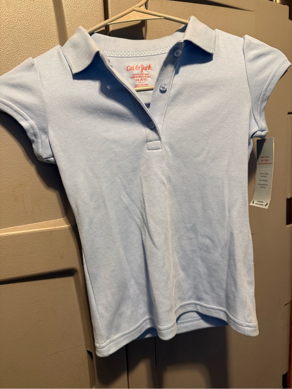 Cat & Jack Light Blue Girls' Polo Shirt - Short Sleeve